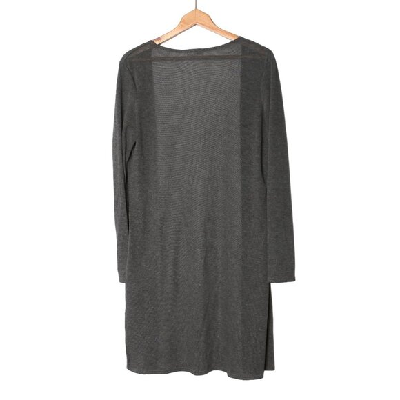 Olivia Rae Long Duster Sweater Cadigan Grey Open Side Slits Stretch Casual - Picture 5 of 7